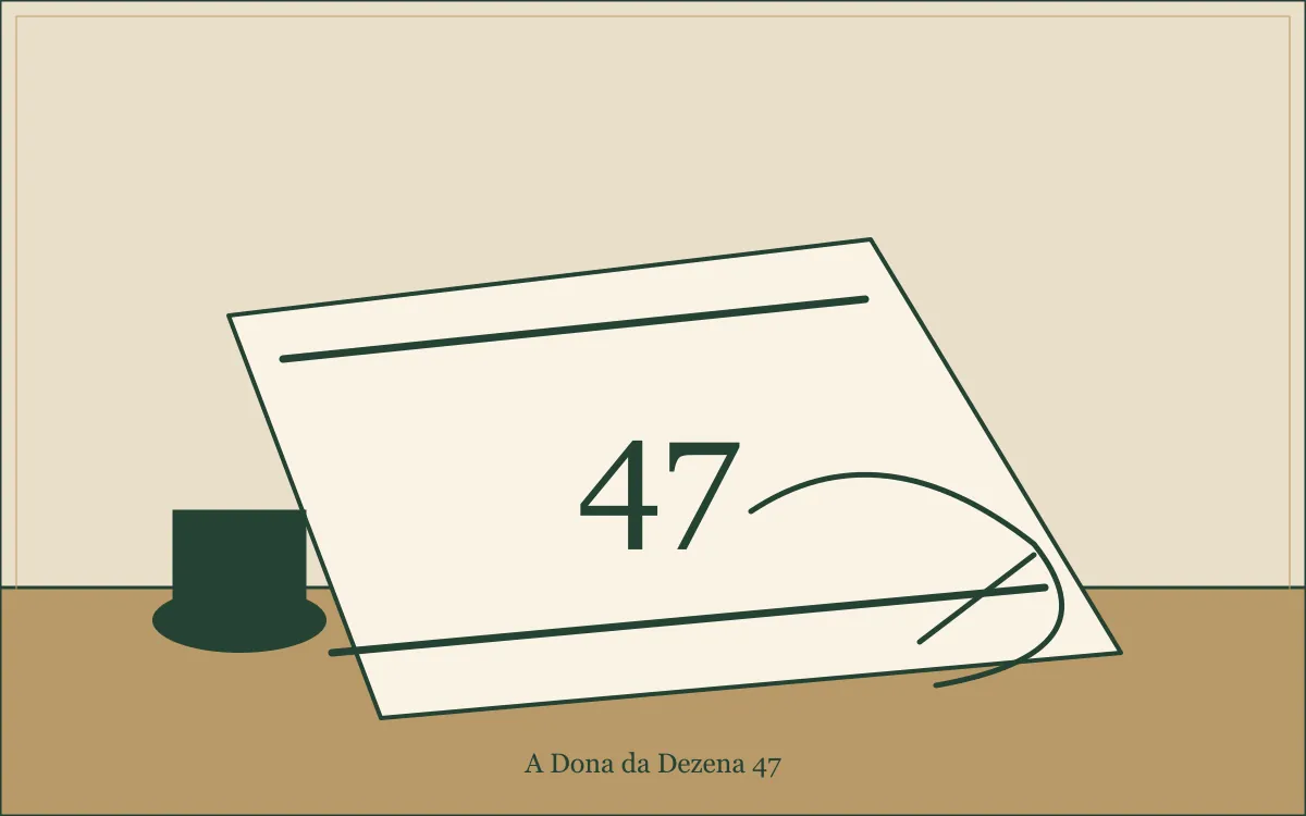 Ilustração original para A Dona da Dezena 47: composição em tinta verde e papel.