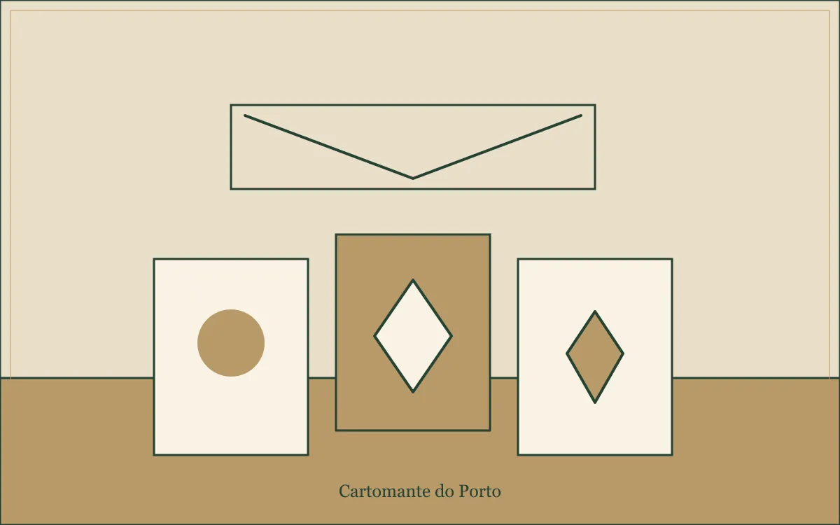 Ilustração original para Cartomante do Porto: composição em tinta verde e papel.