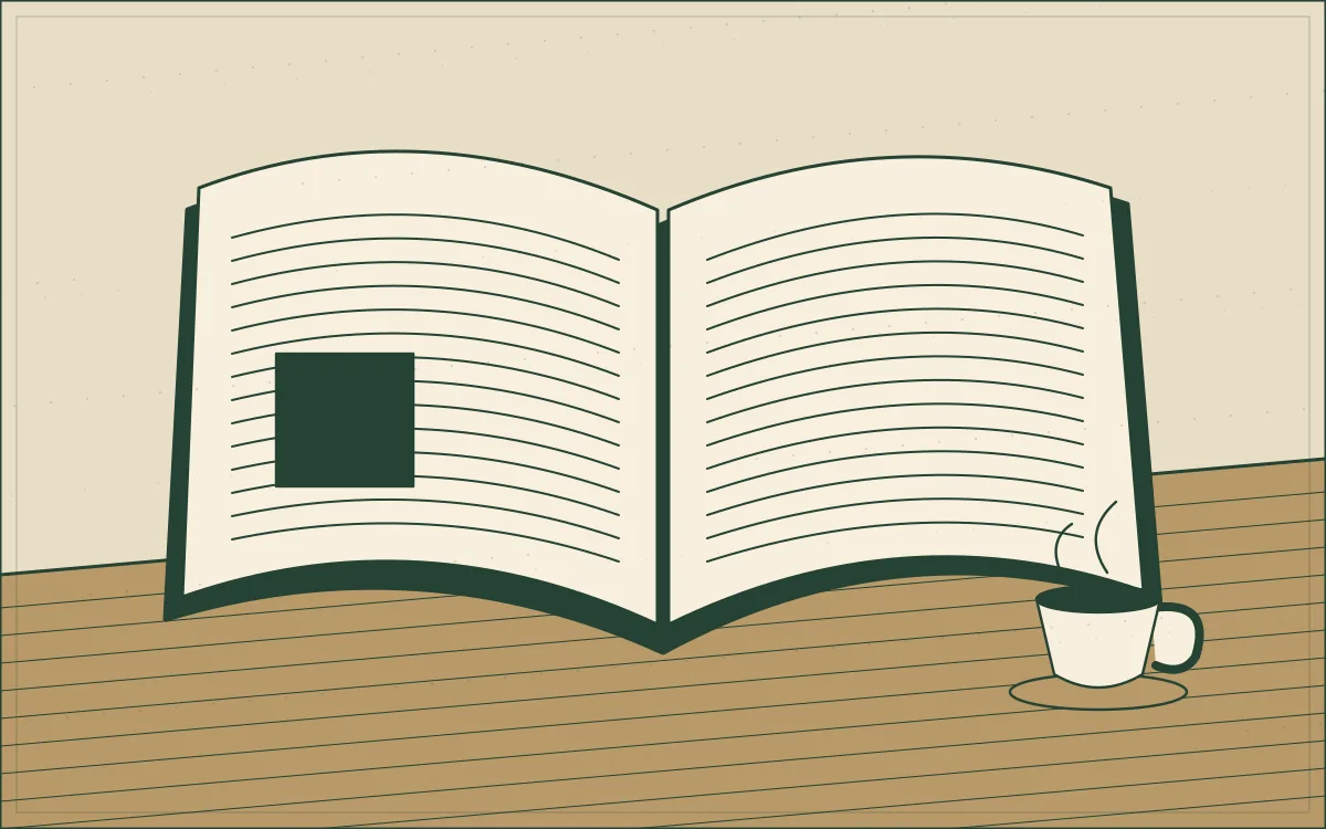 Ilustração de fichas tipográficas e folhas de um glossário.