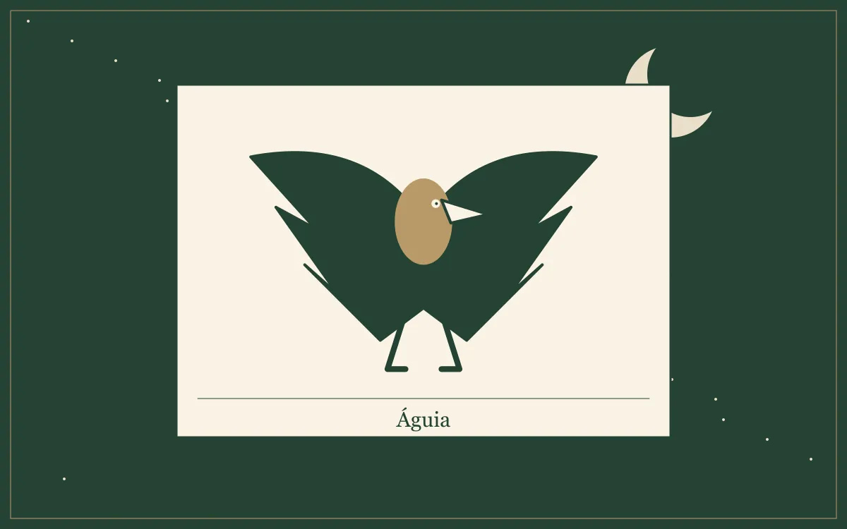 Ilustração original para Sonhar com águia: o que a tradição popular diz: composição em tinta verde e papel.
