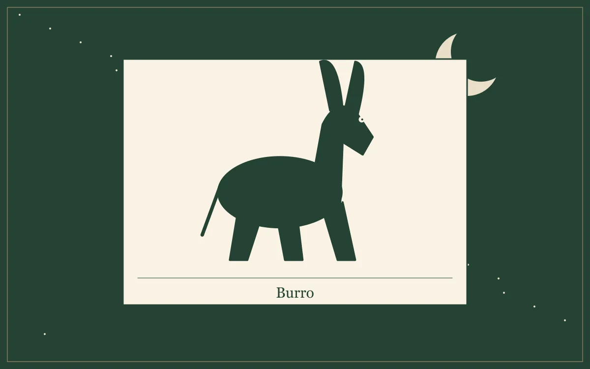 Ilustração original para Sonhar com burro: o que a tradição popular diz: composição em tinta verde e papel.