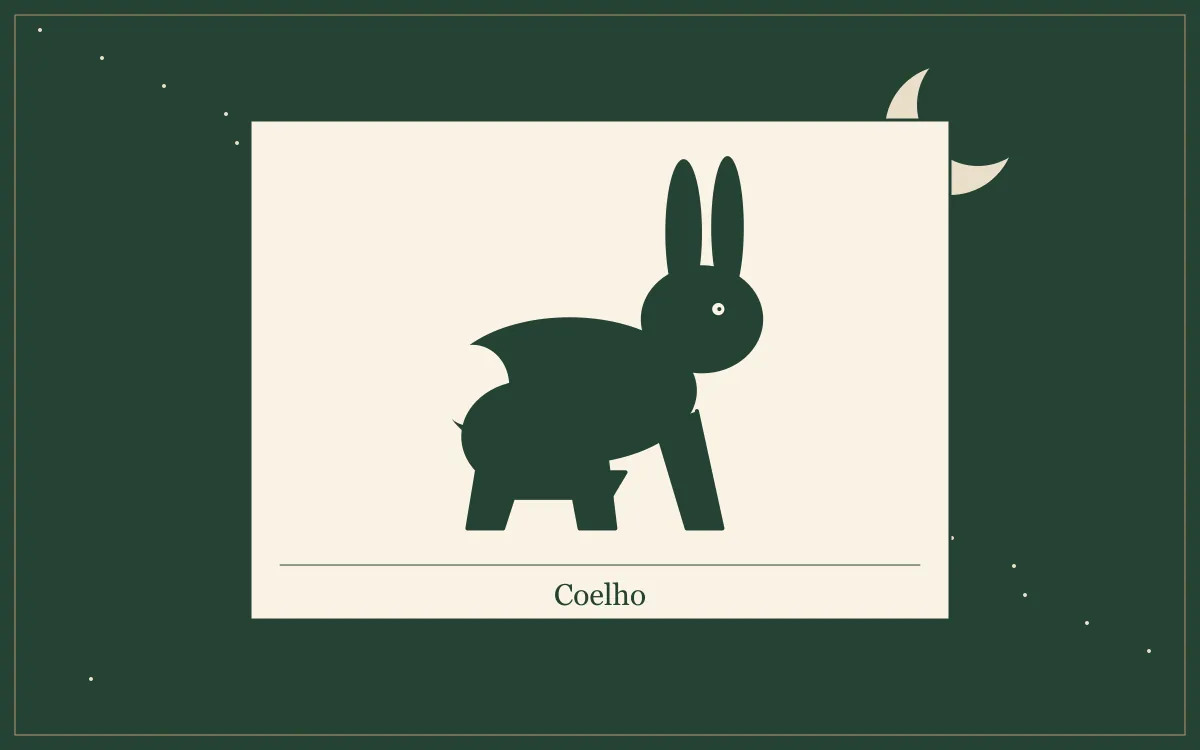 Ilustração original para Sonhar com coelho: o que a tradição popular diz: composição em tinta verde e papel.