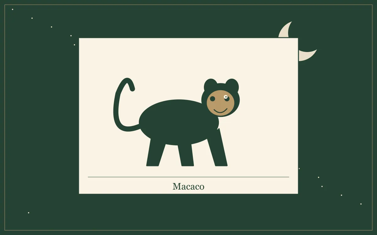 Ilustração original para Sonhar com macaco: o que a tradição popular diz: composição em tinta verde e papel.