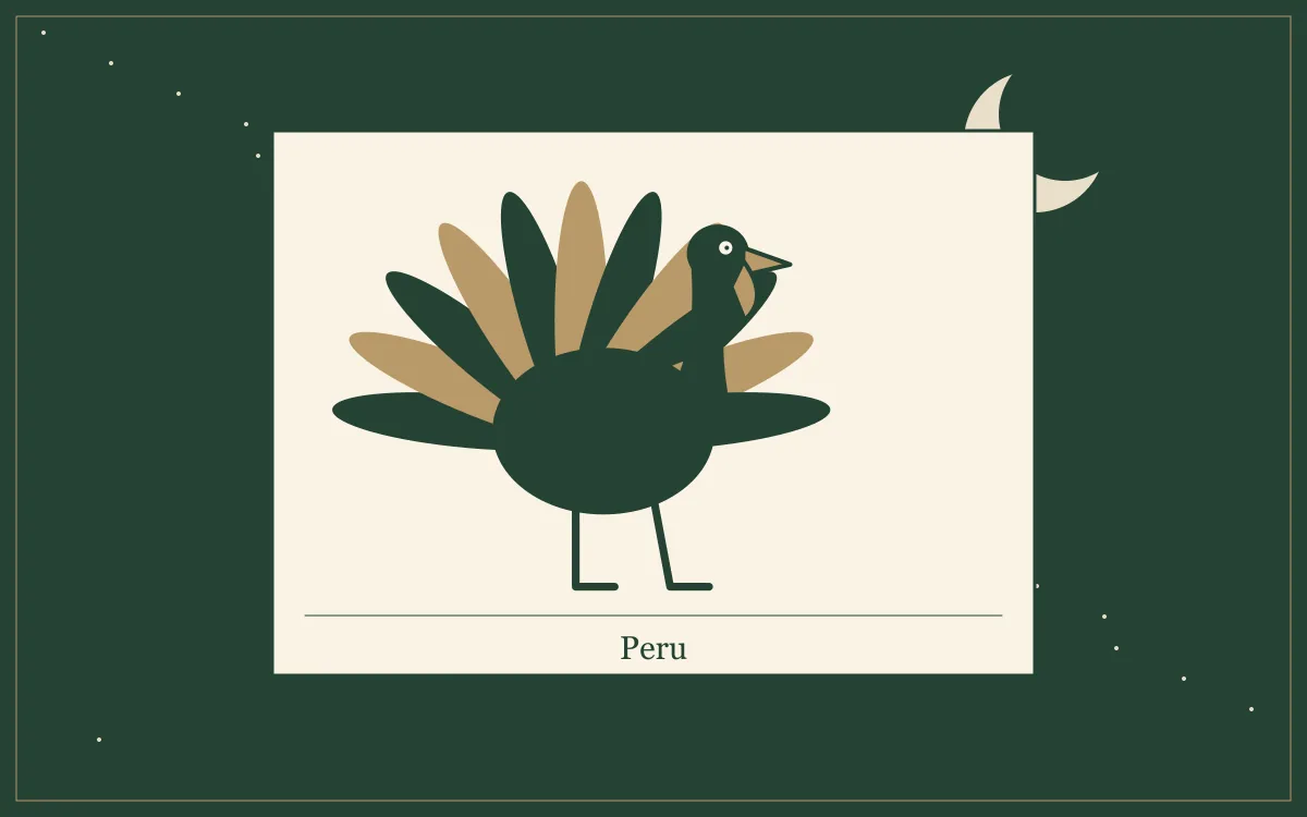 Ilustração original para Sonhar com peru: o que a tradição popular diz: composição em tinta verde e papel.