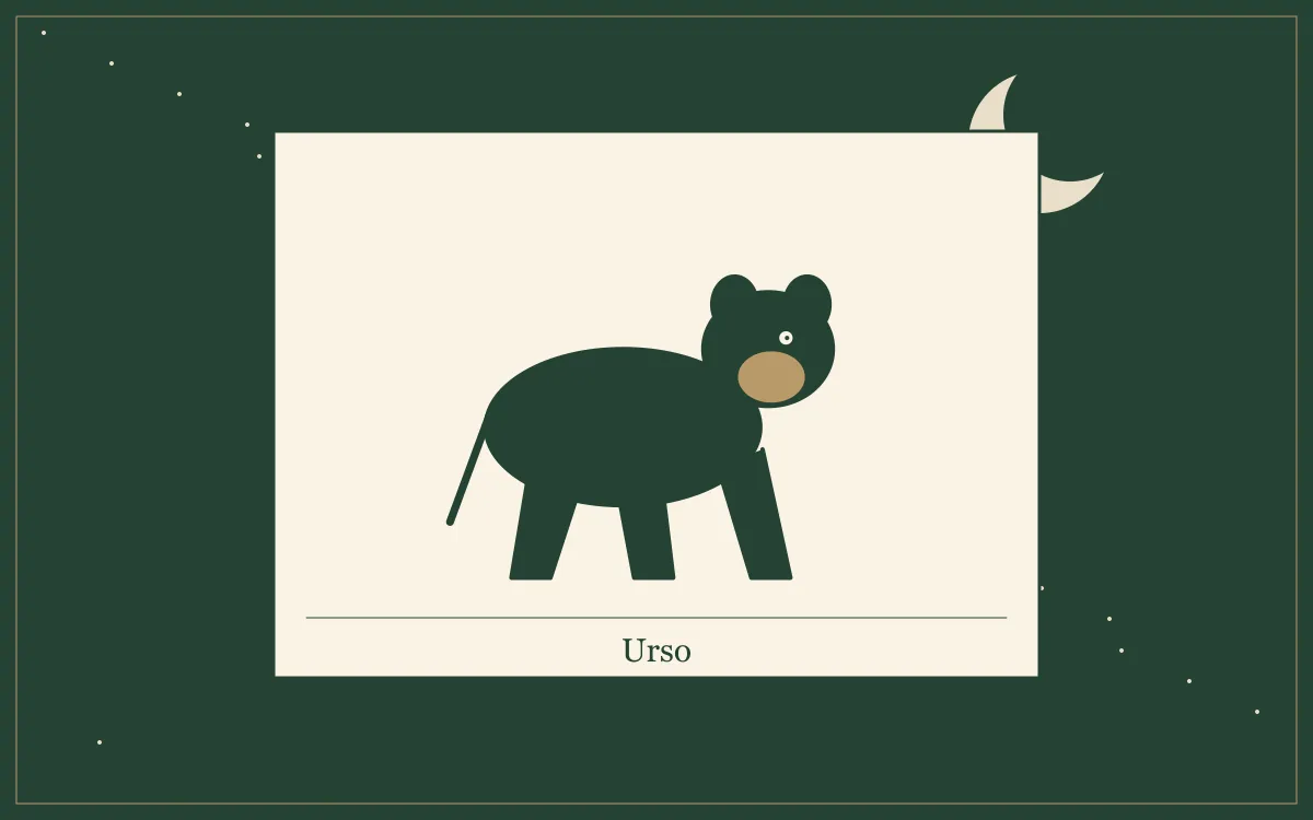 Ilustração original para Sonhar com urso: o que a tradição popular diz: composição em tinta verde e papel.