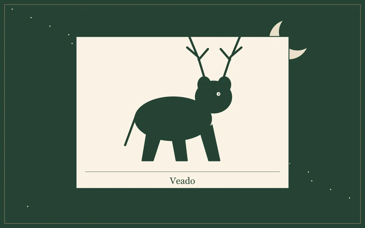 Ilustração original para Sonhar com veado: o que a tradição popular diz: composição em tinta verde e papel.